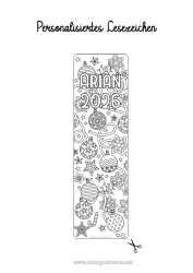 Colorear personalizable Invierno Cumpleaños Navidad Bolas de Navidad Decoración navideña Feliz año Marcador Año Personalizable 2026 2027 2028 2029