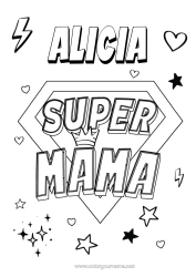 Página de desenho personalizável Mamãe Herói Desenhos para colorir fáceis Emblema super