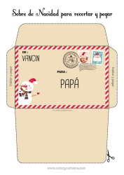 Página de desenho personalizável Natal Carta ao Papai Noel Envelope Envelope para imprimir Viagem do Elfo de Natal Envelope de Natal Envelope para correspondência do duende de Natal