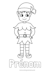 Pagina da colorare personalizzabile Elfo di Natale Natale Pagine da colorare degli elfi