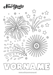 Colorear personalizable Feliz año Fuegos artificiales Mensaje 