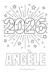 Colorear personalizable Feliz año Fuegos artificiales Estrellas 2026