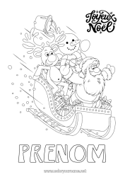 Coloriage personnalisable Père Noël Renne Bonhomme de neige Traîneau Noël Animaux de la forêt 