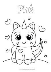 Coloriage personnalisable Chat Licorne Animal Coloriages faciles Chiens et chats Dragons, licornes et animaux fantastiques