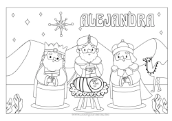 Pagina da colorare personalizzabile Epifania Re Magi