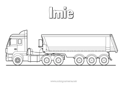 Anpassbare Malvorlage Fahrzeuge Lastwagen und Nutzfahrzeuge Transportberufe Kipplaster