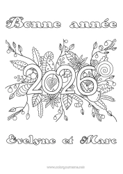 Colorear personalizable Flores Feliz año Mensaje 