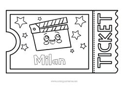 Página de desenho personalizável Cinema Bilhete