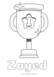 Página de desenho personalizável Esporte Copa, troféu, medalha Competições e Prêmios Primeiro lugar -  vencedor