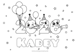 Coloriage personnalisable Ballons Fête 2026