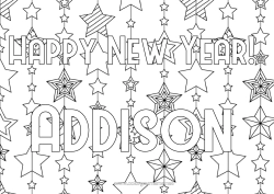 Coloriage personnalisable Noël Décorations de Noël Guirlande de Noël Nom décoré Étoiles Formes géométriques Fond décoratif
