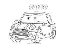 Pagina da colorare personalizzabile Veicoli Auto Auto, van e camper Cartone animato Cartone animato Veicoli personaggi