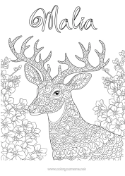 Coloriage personnalisable Renne Animal Coloriages complexes Zentangle Animaux de la forêt Cerf