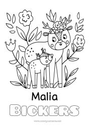 Coloriage personnalisable Maman Mamie Bonne fête Animal Biche Animaux de la forêt