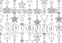 Pagina da colorare personalizzabile Natale Decorazioni di Natale Ghirlanda di Natale Nome decorato Stelle Forme geometriche Sfondo decorativo