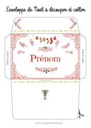 Pagina da colorare personalizzabile Inverno Natale Busta Busta da stampare Viaggio dell'elfo di Natale