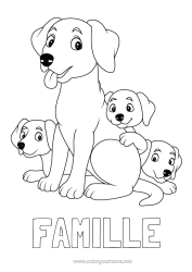 Página de desenho personalizável Papai Mamãe Cachorro Criança Animal Cães e gatos Família de animais Filhote