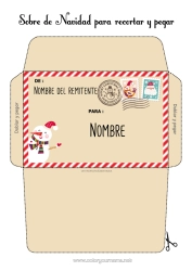 Coloriage personnalisable Noël Lettre au Père Noël Enveloppe Enveloppe à imprimer Voyage de lutin farceur Enveloppe de Noël Enveloppe pour courrier du lutin farceur de Noël