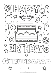 Pagina da colorare personalizzabile Torta Compleanno Disegni da colorare facili