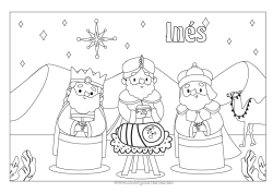 Colorear personalizable Epifanía Reyes Magos
