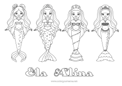 Pagina da colorare personalizzabile Sirena Giochi e giocattoli Bambola