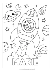 Coloriage personnalisable Chat Fusée Véhicules Animal Espace Planètes et système solaire Lune Chiens et chats Astronomie Véhicules aériens