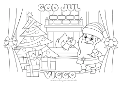 Colorear personalizable Papá Noel Navidad Decoración navideña Chimenea Mensaje “Feliz Navidad”