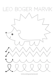 Colorear personalizable Erizo Otoño Actividades para niños Animales Trazo y color Animales del bosque Ficha de grafismo para educación infantil