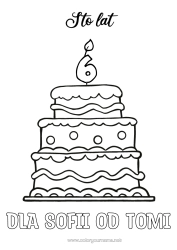 Colorear personalizable Vela Tarta Cumpleaños Número Dibujos fáciles para colorear Mensaje de feliz cumpleaños (inglés) Edad personalizable