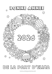 Colorear personalizable Fiesta Decoración navideña Feliz año Corona navideña Mensaje 