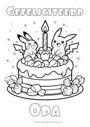 Página de desenho personalizável Bolo Aniversário Pokemon Manga Feliz aniversário (francês) Mensagem Desenho Animado