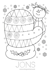 Pagina da colorare personalizzabile Neve Inverno Pupazzo di neve Attività per Bambini Fiocchi di neve Guanto Disegni da colorare facili Traccia e colora