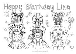 Página de desenho personalizável Doces Menina Amigo, Amiga
