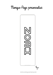 Coloriage personnalisable Nom décoré Marque page