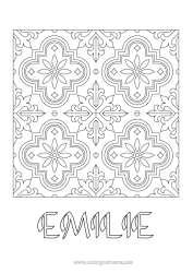 Kolorowanka personalizowalna Symbole Formy geometryczne Mozaiki Symetria Portugalia