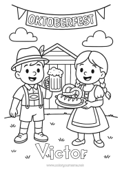 Tilpasset farvelægningssiden Barn Drik Tyskland Pretzel Øl Oktoberfest Pølse