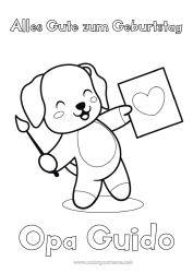 Tilpasset farvelægningssiden Sød Hjerte Kunst Kawaii Hund Dyr Pensel Barnepige Hunde og katte Træner, coach Konkurrencer og priser Maling