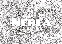 Página de desenho personalizável Calmo e zen Arte Mandala Nome decorado Zentangle