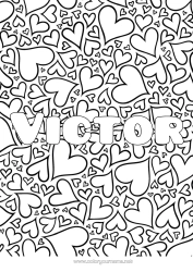 Página de desenho personalizável Coração Papai Mamãe Vovó Vovô Eu te amo Irmã Irmão Nome decorado