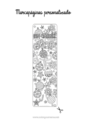 Coloriage personnalisable Hiver Anniversaire Noël Boule de Noël Décorations de Noël Bonne année Marque page Année personnalisable 2026 2027 2028 2029