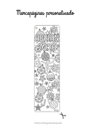 Coloriage personnalisable Hiver Anniversaire Noël Boule de Noël Décorations de Noël Bonne année Marque page Année personnalisable 2026 2027 2028 2029
