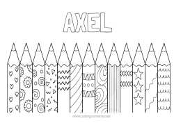 Colorear personalizable Arte Lápiz de color Maestra, Maestro Escuela Lápiz Profesiones de la Educación Regreso a clases Útiles escolares