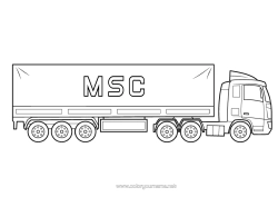 Colorear personalizable Camión Vehículos Camiones y vehículos utilitarios Profesiones del transporte Camionero