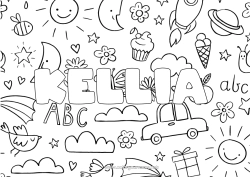 Colorear personalizable Nombre decorado Doodle Fondo decorativo