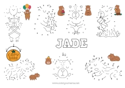 Colorear personalizable Actividades para niños Animales Otros animales del mundo Une los Números Capibara