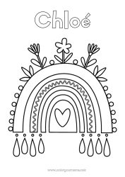 Colorear personalizable Flores Corazón Arcoíris Dibujos fáciles para colorear