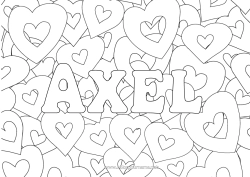 Página de desenho personalizável Coração Eu te amo Nome decorado