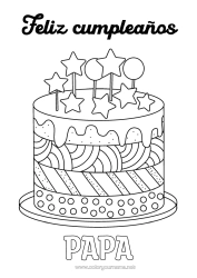 Página de desenho personalizável Bolo Aniversário Colorações Intermediárias Feliz aniversário (francês) Mensagem