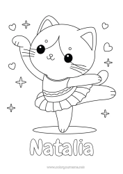 Coloriage personnalisable Mignon Sport Chat Kawaii Danse Animal Chiens et chats Sports artistiques