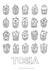 Coloriage personnalisable Kawaii Animal Boisson Bubble tea